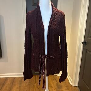 Lauren Ralph Lauren Chunky Cable Knit Cardigan Flutter Slv Academia SilkBelt SzS